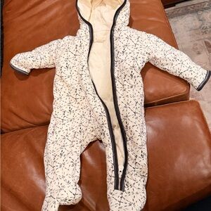 Burt's Bees Baby Cream and Black Star thermal coat onesie